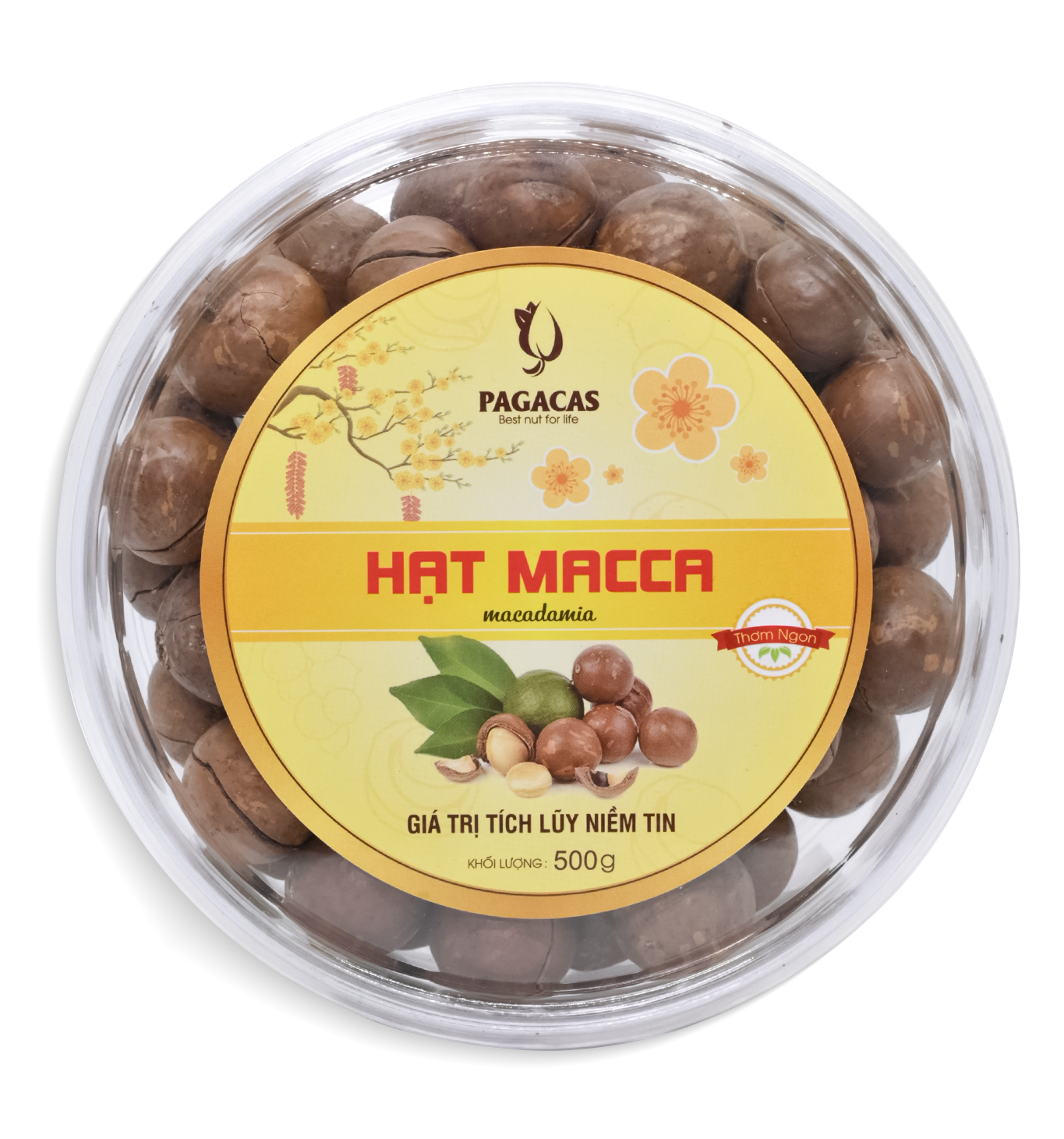 Hạt macca Pagacas - Hộp tròn 500g